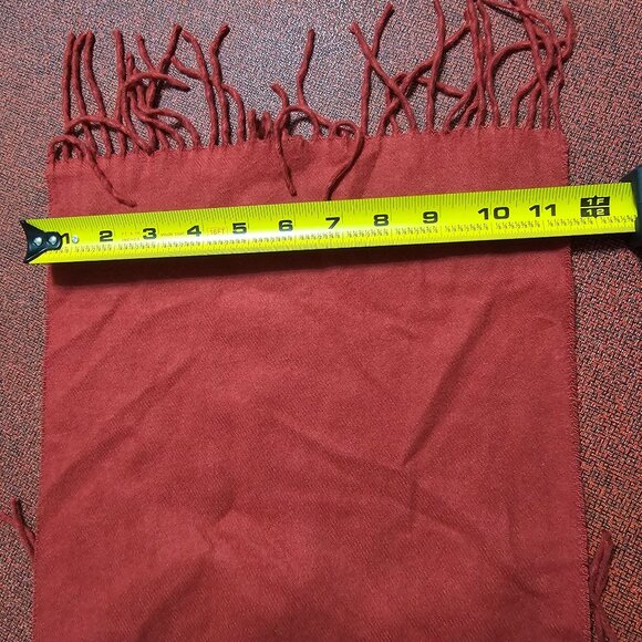 Red 100% Cashmere Fringe Scarf Made In Italy OS Old Money Luxury Holiday Winter - Picture 4 of 5